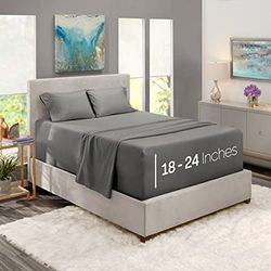 Nestl Lakens met extra hoge hoeken - geschikt voor matras met een diepte van 45-61 cm diep, extra diepe zak kingsize lakensets, 4-delige kingsize lakens, kingsize lakens met diepe zak, houtskool
