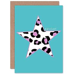 Wee Blue Coo Leopard Blue And Purple Solid Bright Greeting Card With Envelope Inside Premium Quality