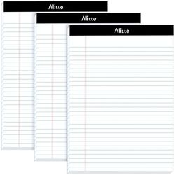 Alitte Legal Notepads 8.5 x 11, Pack of 3 - Perforated Wide Ruled Writing Pad - Premium Thick Paper, No Ink Bleeding - Blank Legal Pads For Home, Office, School, Business - 50 Sheets Per Notebook