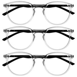 OPULIZE Met 3 Pack Blue Light Blocking Reading Glasses Computer Gaming Clear Black Mens Womens BBB60-C +2.50