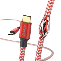 Hama Câble USB-C à USB-C Reflective (Câble de Connexion USB-C, Câble de Charge PD USB type C, Câble de Données 480 Mbit/s, 1.5 m, pour MacBook Pro,iPad,ChromeBook,Samsung Galaxy S21) Rouge