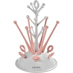 BÉABA Escorredor de biberão permite secar 6 biberões e acessórios, bandeja de recolha de água removível, prático e engenhoso, rosa