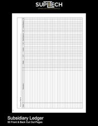 Subsidiary Ledger: 100 (50 Front and Back )8.5" x 11" White Pages with Black Lines