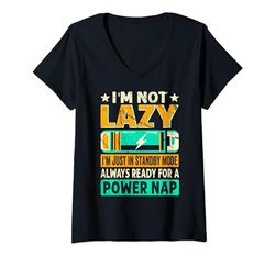 Mujer Power Nap - Pijama de conservación de energía para dormir Camiseta Cuello V