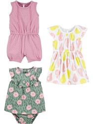 Simple Joys by Carter's Babymeisjes infant-and doddler romper (set van 3), peren/bloemen/stippen, 6-9 Maanden