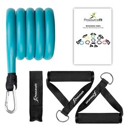 ProsourceFit Enkele stapelbare weerstandsbanden met deuranker en trainingsgids, 12-17 lbs, zware fitnessbuis voor full-body oefeningen en thuistraining, blauw