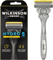 WILKINSON SWORD - Hydro 5 Ultimate Razor For Men, Shock Absorb Technology, Hydrating Gel & Precision Trimmer, Handle + 1 Blade