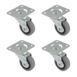 Amig - Verpakking met 4 meubelwielen model 2502 met plaat en lagers | diameter: 30 mm | maximale belasting per rol: 15 kg | gemaakt van rubber | kleur: grijs | zonder rem
