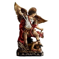 Inmaculada Romero IR Arzengel St. Michael figuur, 100 cm, hoofd van de hemelse militie, kunsthars, kleur