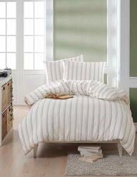 Nuit Des Rêves XXL Quilt Cover Set (155 x 220 cm), Beige, 70% Cotton/30% Polyester, Machine Washable, 120 Thread Count, Button & Envelope Closure, Soft & Stylish Bedding