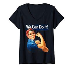 Mujer WE CAN DO IT! Rosie the Riveter regalo feminista Camiseta Cuello V