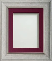 Frame Company Drummond Pale Grey Photo Frame, Plum Mount, 8x6 for 7x5 inch, fitted with perspex