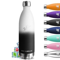 Thermosfles, 1 liter, BPA-vrij, roestvrijstalen waterfles, lekvrij, thermosfles, 18/8 roestvrij staal, metalen fles, voor hardlopen, fitness, wandelen, kamperen