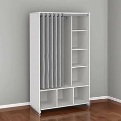 Dmora - Grande Garde-Robe Roselle, Meubles de Chambre, Penderie de Plain-Pied, Placard à vêtements, 105x48 h180 cm, Blanc et Gris