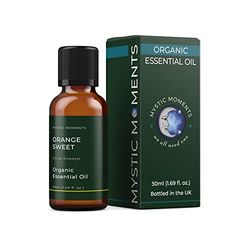 Mystic Moments | Organic Orange Sweet Essential Oil 50ml - Pure & Natural Oil for Diffusers, Aromatherapy & Massage Blends Vegan GMO Free