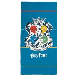 Harry Potter Stemma - Asciugamano da bagno e da spiaggia per bambini, 100% cotone, Oeko-TEX 75 x 150 cm, stampa per ragazzo, blu