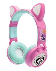 Lexibook, Barbie, 2-in-1 kabellose, wiederaufladbare Kopfhörer mit Katzenohren, Lichteffekte, Stereosound, Bluetooth & Kabel, faltbar, verstellbar, LED-Leuchten, Pink, HPBTKTBB