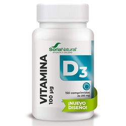 Soria Natural Vitamina D3 4000 UI (100 μg) - Vitamina d Vegana Ayuda a reforzar el Sistema Inmunitario, Huesos, Músculos y Dientes Fuertes | 150 Comprimidos para 5 meses | Vitaminas Mujer y Hombre
