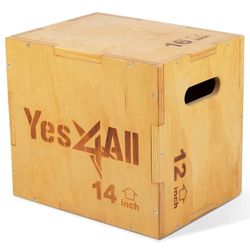 Yes4All Springtrainers Plyx Houten Plyo Box Houten Plyo Box voor Oefening CrossFit Training MMA Plyometrische Agility 3, A. Wood Basic, 40,6 x 35,6 x 30,5 cm