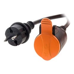 Zenitech - Cable alargador estanco 2P H05VV-F 2x 1,5mm² 10m con clip de fijación naranja