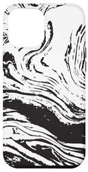 iPhone 13 Pro Max Elegant Abstract White Black Swirl Monochrome Pattern Case