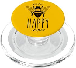 Bee Happy Tee Be Happy - Camisetas inspiradoras de verano para mujer PopSockets PopGrip para MagSafe