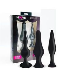 MOOVE SET 3 PLUGS ANAL SILICONA NEGRO