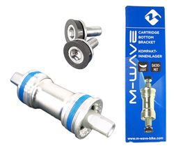 M-Wave Unisex - Adult Carousel BB BSA SQ Compact Bottom Bracket, Silver/Blue, For 68mm Case, L1: 119mm, L2 27mm