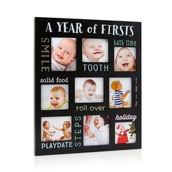 Pearhead Baby's Firsts Keepsake fotolijst, schoolbordstijl, doordachte aandenken cadeau voor baby, doop of doop, zwart 92337