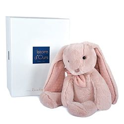 HISTOIRE D'OURS - Grande Peluche Doudou Lapin - Rose - 40 cm - Collection Preppy Chic - Idée Cadeau Enfants ou Naissance pour Bébé - Doudou Très Doux & Elégant - Avec Boite Cadeau - HO3137