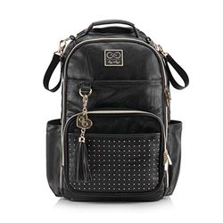 Chelsea + Cole voor Itzy Ritzy luiertas rugzak - bezaaid Boss rugzak luiertas inclusief 19 zakken, veranderende pad, wandelwagen clips & kwast; zwart met lieverd print interieur & gouden hardware