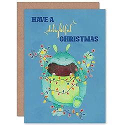 Wee Blue Coo Wee Wild Monsters Rae Delightful Christmas Sealed Greeting Card Plus Envelope Blank inside Monstre