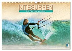 Kitesurfen: Mit Drachen am Meer (Wandkalender 2024 DIN A3 quer), CALVENDO Monatskalender: Mit dem Kiteboard surfen: Auf den Wellen fliegen