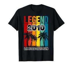 Retro Legend para 14 cumpleaños, 14 años, nacidos en 2010, regalos de cumpleaños Camiseta