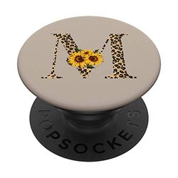 Leopard Animal Print Monogram Letter M Taupe PopSockets PopGrip: Swappable Grip for Phones & Tablets