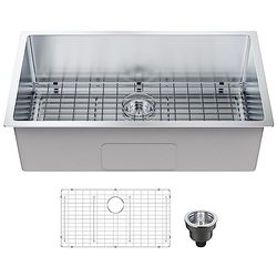 VEVOR Fregadero de cocina de 1 seno, 81,8 x 48,3 x 23 cm, fregadero bajo encimera para el hogar, fregadero bajo encimera de acero inoxidable 304 con varios accesorios para bar, lavandería, restaurante