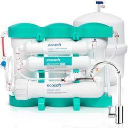 Ecosoft P'URE AquaCalcium Filtersysteem voor omgekeerde osmose voor thuis, filtert 99,8% van verontreinigingen uit water, mineraliseert drinkwater met calcium, met watertank