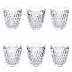 Villa d'Este Home Tivoli 1996 Lot de 6 verres à eau 330 ml en verre, surface travaillée en relief, Madame