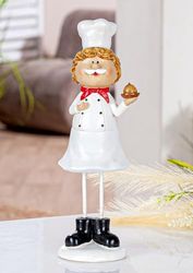 Pack of 2 Figure, Cook, Synthetic resin, white, PU 2, L. 7 cm, W. 9 cm, H. 26 cm