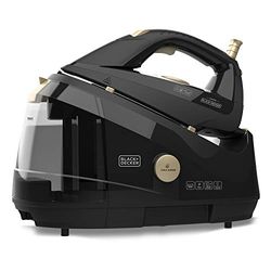 Black+Decker BXSS2400E - Strijkcentrum 2400 W. Keramische plaat. Stoomstoot 150 g/min. Continue stoom 0-45 g/min. Precisie-tip. Verticale strijken. Dubbel antikalksysteem. Zelfreinigend. Zwart