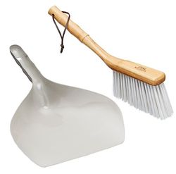 KitchenCraft Living Nostalgia Jogo tradicional de pá e escova, conjunto de pá de metal de inspiração vintage, com corda para pendurar