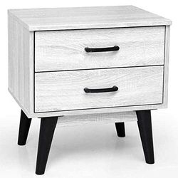 BAKAJI Chevet Commode 2 tiroirs Table Basse Design Moderne Bois Blanc, d'ingénierie, Medium