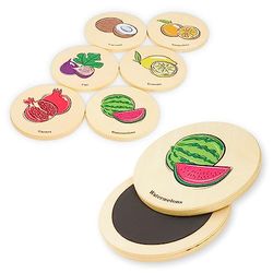 Mamabrum Tiles MAM4 - Juguetes para Niños 3 Años - Set 6 Piedras Equilibrio con Diseños Frutas - Baldosas Madera para Desarrollo Motor y Juego El Suelo es Lava - Juguete Educativo