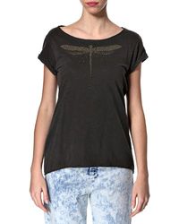 ESPRIT T-shirt för kvinnor med nitapplikation, Svart (Black), M