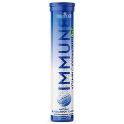 Natures Aid Immune Effervescent 20 Tablets – Supports Immune Health & Energy – Vitamin C 1000mg & Zinc - High Strength Fizzy Supplement – Blackcurrant Flavour – Vegan, Gluten Free, Non-GMO