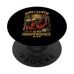 Juneteenth Mi Día de la Independencia Vintage Mujer Negro Historia PopSockets PopGrip Adhesivo