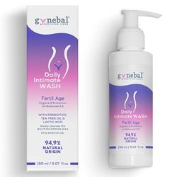 GYNEBAL Savon intime femme apaisante pour âge fertile PH 4.5 pour une flore intime saine -Gel hygiene intime femme avec arbre à thé et prébiotique qui préviennent le irritation intime - 150 ml