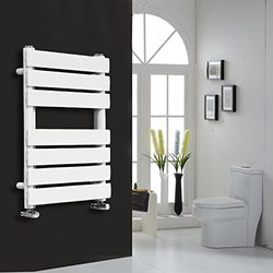 NRG 650 x 500 Gloss White Flat Panel Heated Towel Rail Bathroom Radiator