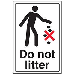 VSafety "Do Not Litter", skylt, porträtt, (paket med 3), 200mm x 300mm, 3