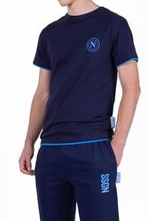 S.S.C. Neapel, Överdel Kortärmad Jersey Hemkläder, 100% Bomull, Marinblå, Unisex, Storlek XL, Blå, XL